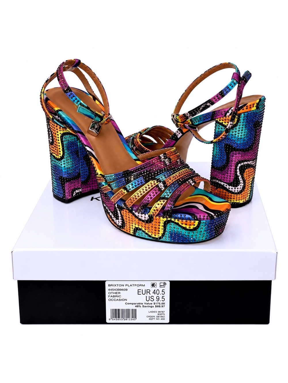 Kurt Geiger Brixton Multicolor Crystal Platform Heels US 9.5 EU 40.5